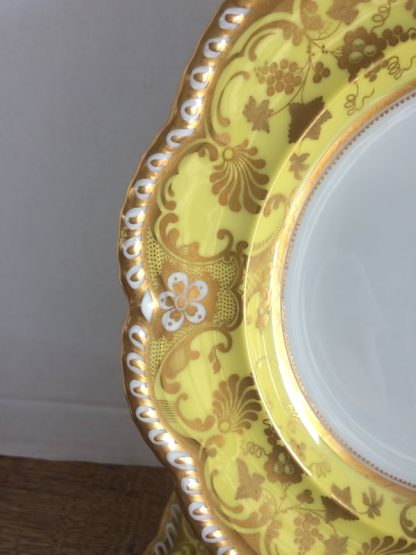 Antique Yellow Dinner Plates, Cauldon Dinner Plates, Set of Six - Image 4