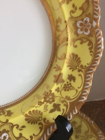 Antique Yellow Dinner Plates, Cauldon Dinner Plates, Set of Six - Image 6