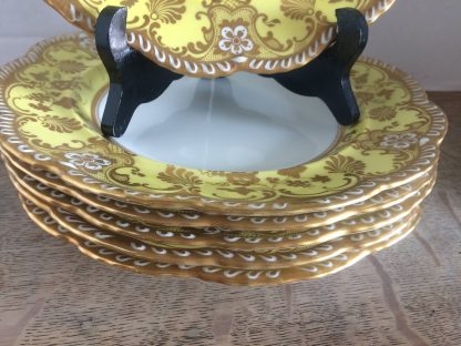Antique Yellow Dinner Plates, Cauldon Dinner Plates, Set of Six - Image 8
