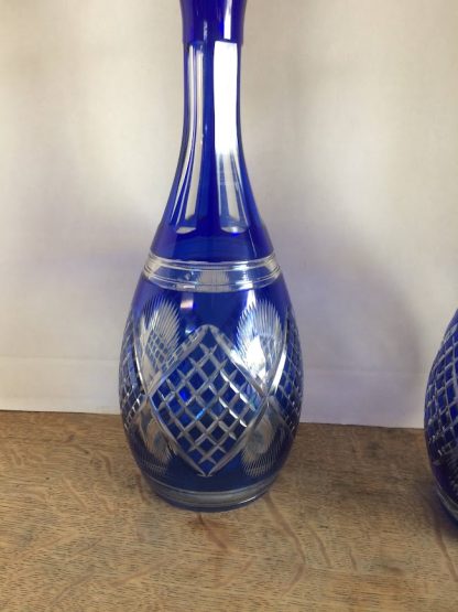 Cut to Clear Blue Crystal Decanters, Blue Crystal Decanters - Image 3