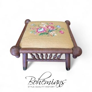 Needlepoint Footstool, Unique 19th Century Footstool