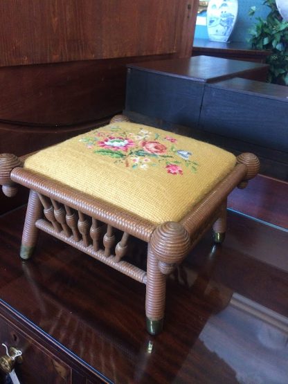 Needlepoint Footstool, Unique 19th Century Footstool - Image 2