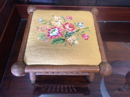 Needlepoint Footstool, Unique 19th Century Footstool - Image 4
