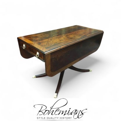 Vintage Mahogany Drop Leaf Table, Formal Banded Mahogany Table, Accent Table