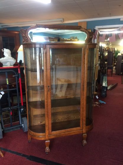 Antique China Cabinet, Bowfront China Cabinet, Oak China Cabinet - Image 2