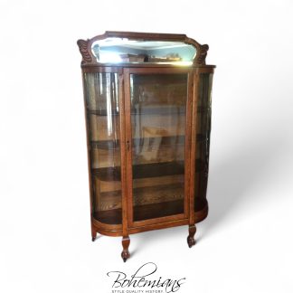 Antique China Cabinet, Bowfront China Cabinet, Oak China Cabinet