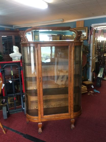 Antique China Cabinet, Bowfront China Cabinet, Oak China Cabinet - Image 3
