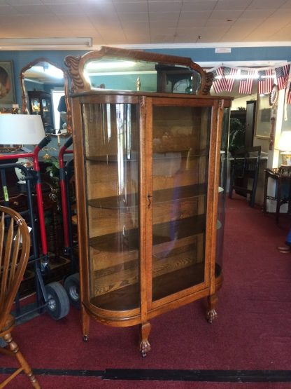 Antique China Cabinet, Bowfront China Cabinet, Oak China Cabinet - Image 4