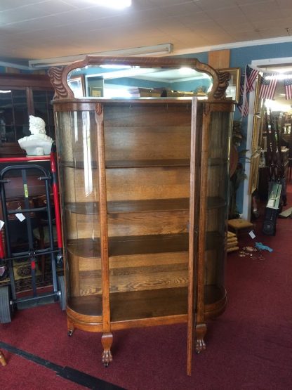 Antique China Cabinet, Bowfront China Cabinet, Oak China Cabinet - Image 6