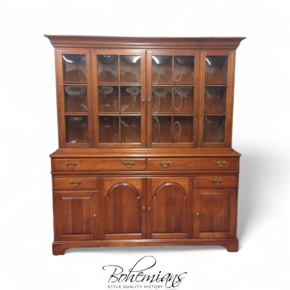 Vintage Cherry China Cabinet, Bubble Glass Hutch, Pennsylvania House Furniture
