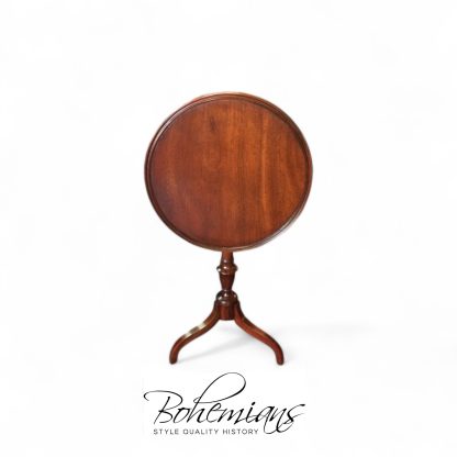 Vintage Mahogany Tilt Top Table, Inlaid Mahogany Accent Table