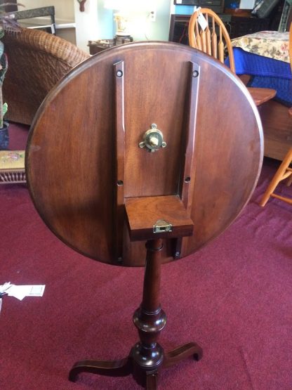 Vintage Mahogany Tilt Top Table, Inlaid Mahogany Accent Table - Image 4