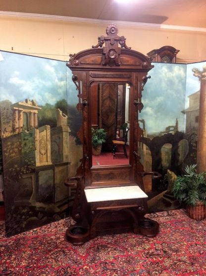 Antique Hall Tree, Victorian Coat Rack - Image 4