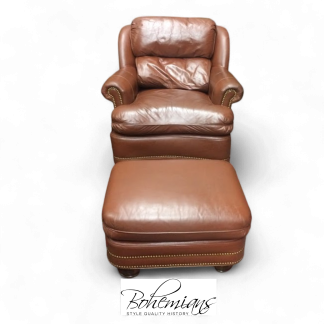 Vintage Leather Chair and Ottoman, Hancock and Moore Furniture
