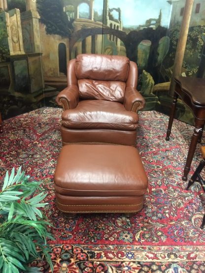 Vintage Leather Chair and Ottoman, Hancock and Moore Furniture - Image 2