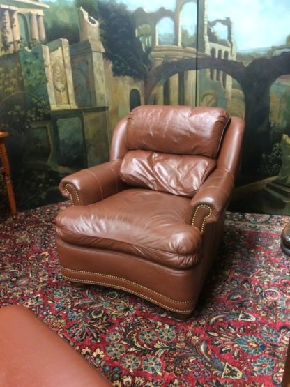 Vintage Leather Chair and Ottoman, Hancock and Moore Furniture - Image 3