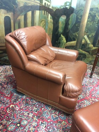 Vintage Leather Chair and Ottoman, Hancock and Moore Furniture - Image 6