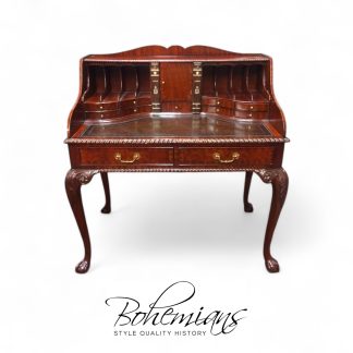 Vintage Open Secretary Desk, Mahogany Secretary Desk, Leather Topped Desk