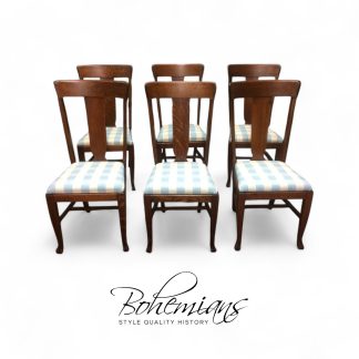 Antique Oak Dining Chairs, Quartersawn Oak Chairs, Set of Six
