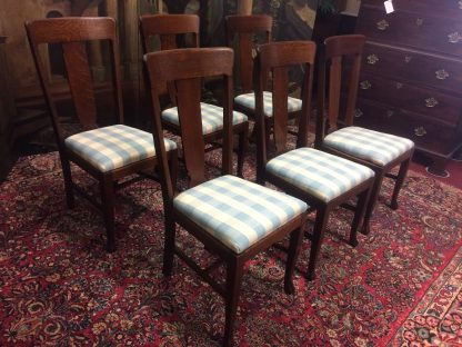 Antique Oak Dining Chairs, Quartersawn Oak Chairs, Set of Six - Image 7