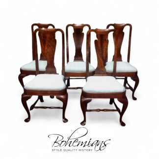 Vintage Walnut Dining Chairs, Set of Five Chairs