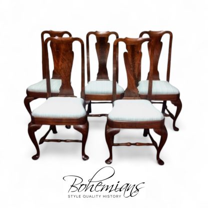 Vintage Walnut Dining Chairs, Set of Five Chairs