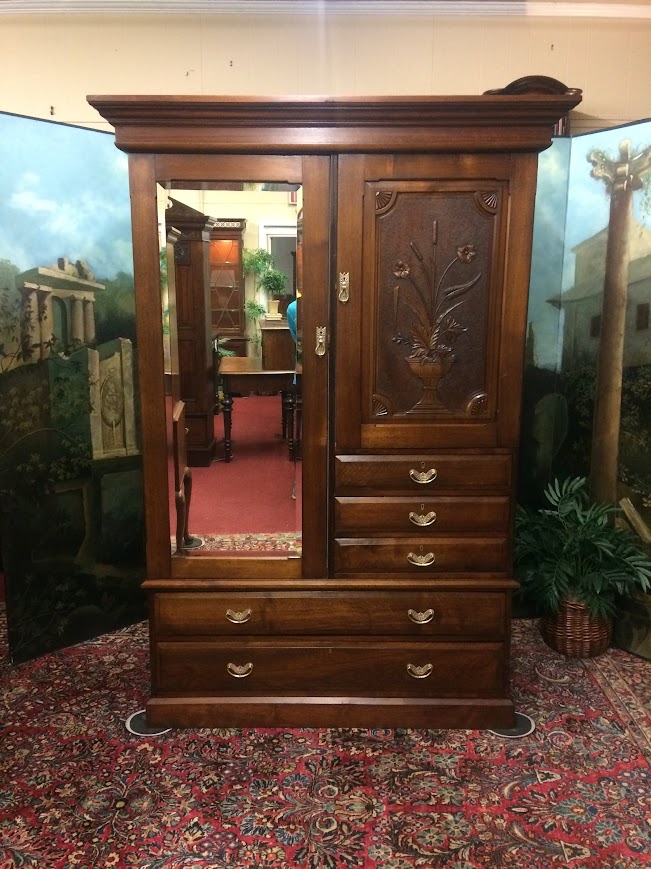 Antique Wardrobe, Gentleman's Wardrobe, Art Nouveau Wardrobe - Image 2