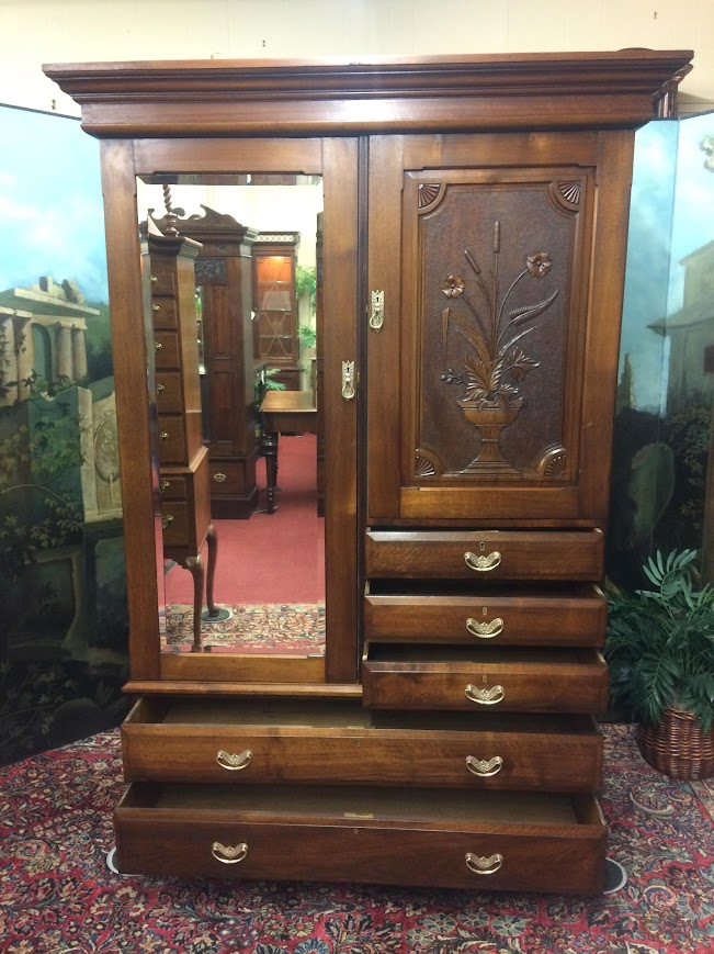 Antique Wardrobe, Gentleman's Wardrobe, Art Nouveau Wardrobe - Image 16