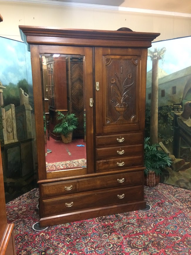 Antique Wardrobe, Gentleman's Wardrobe, Art Nouveau Wardrobe - Image 3