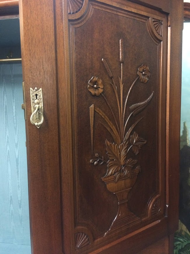 Antique Wardrobe, Gentleman's Wardrobe, Art Nouveau Wardrobe - Image 7