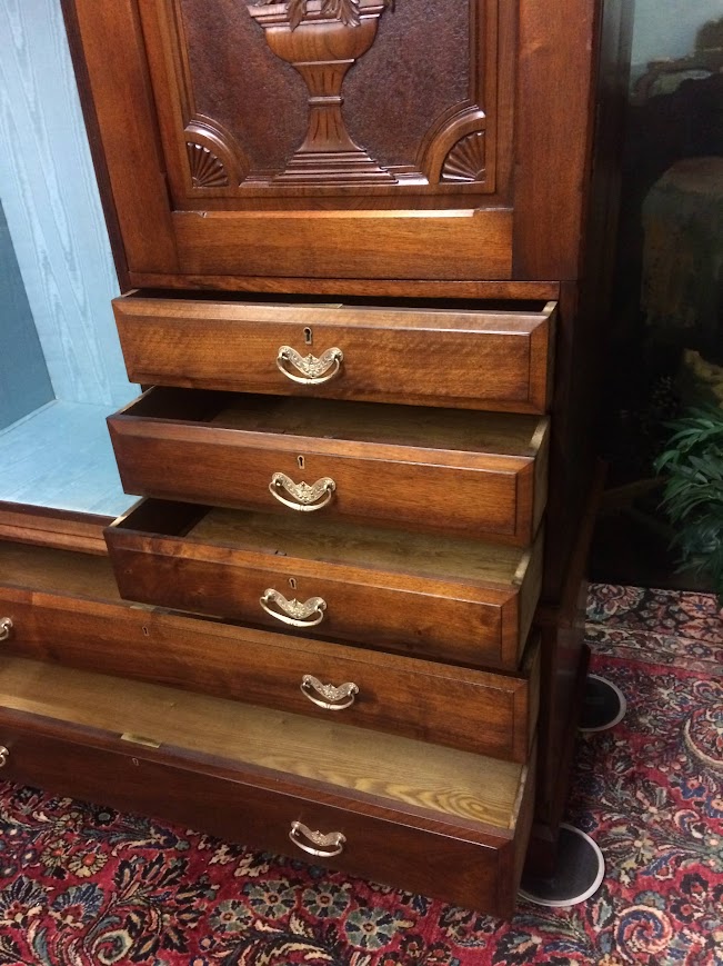 Antique Wardrobe, Gentleman's Wardrobe, Art Nouveau Wardrobe - Image 9