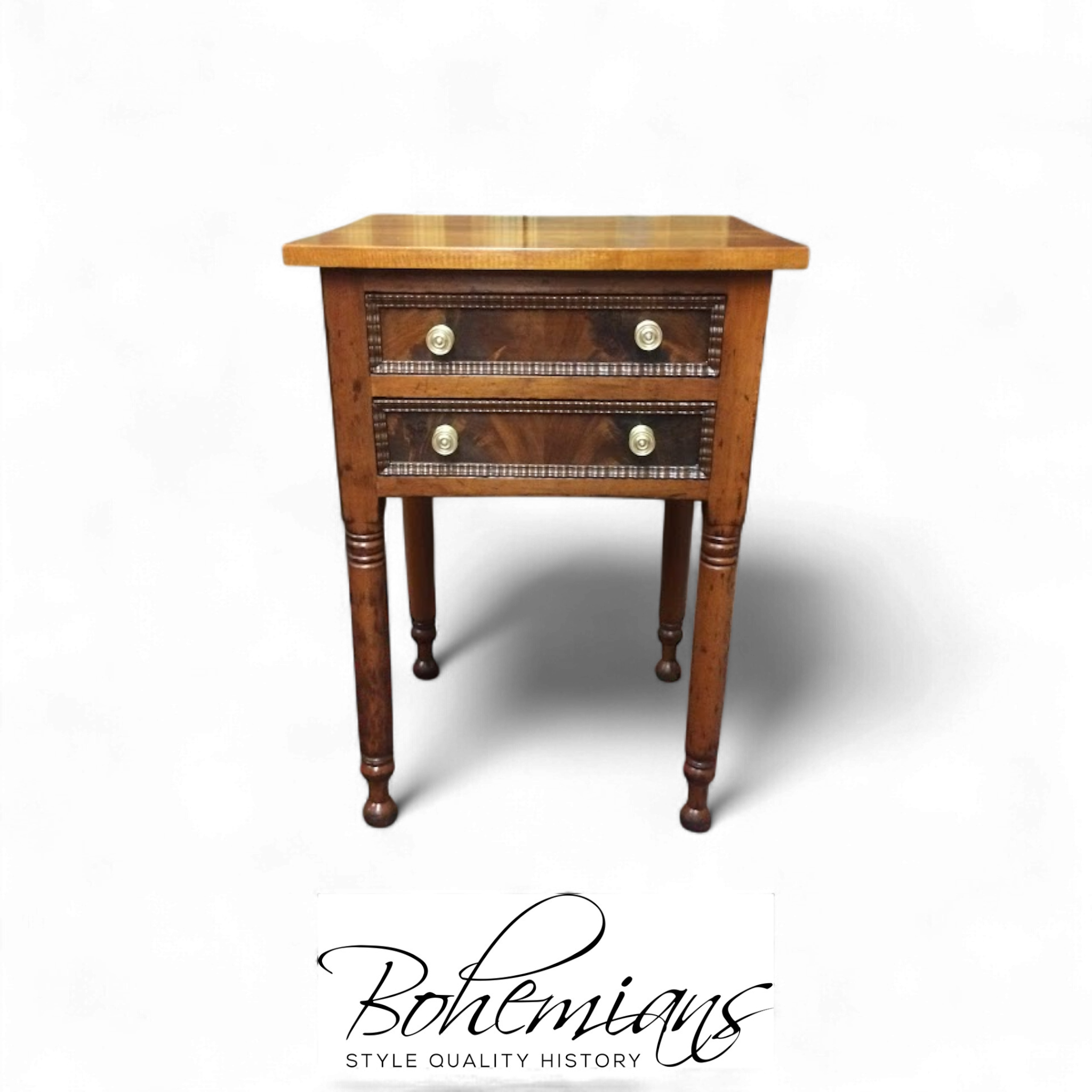 Antique Work Table, Two Drawer Table, Accent Table