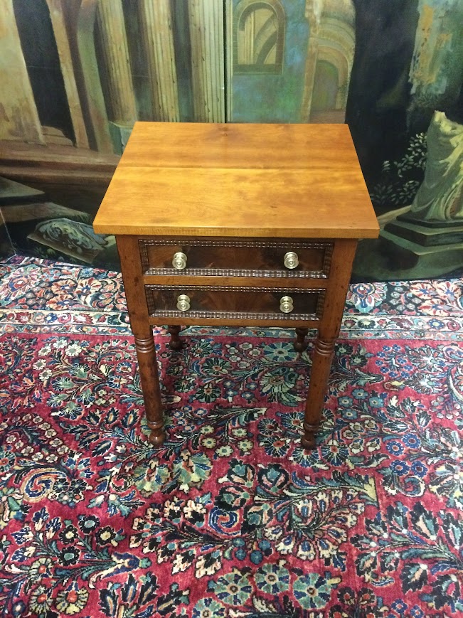 Antique Work Table, Two Drawer Table, Accent Table - Image 3