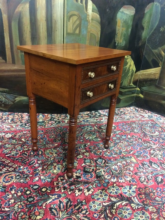 Antique Work Table, Two Drawer Table, Accent Table - Image 4