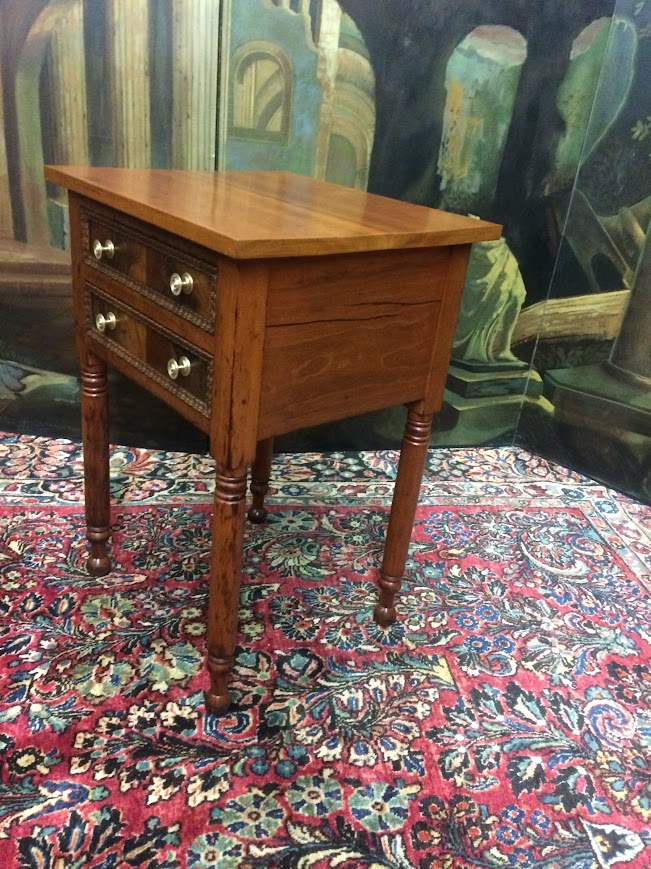 Antique Work Table, Two Drawer Table, Accent Table - Image 5