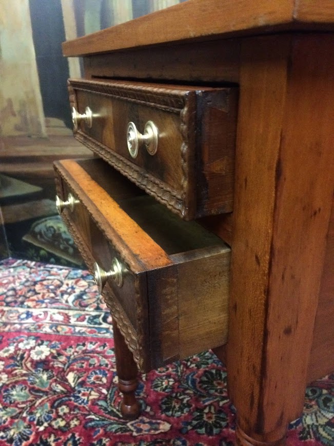 Antique Work Table, Two Drawer Table, Accent Table - Image 6