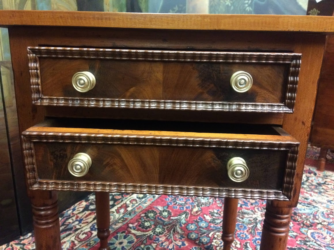 Antique Work Table, Two Drawer Table, Accent Table - Image 7