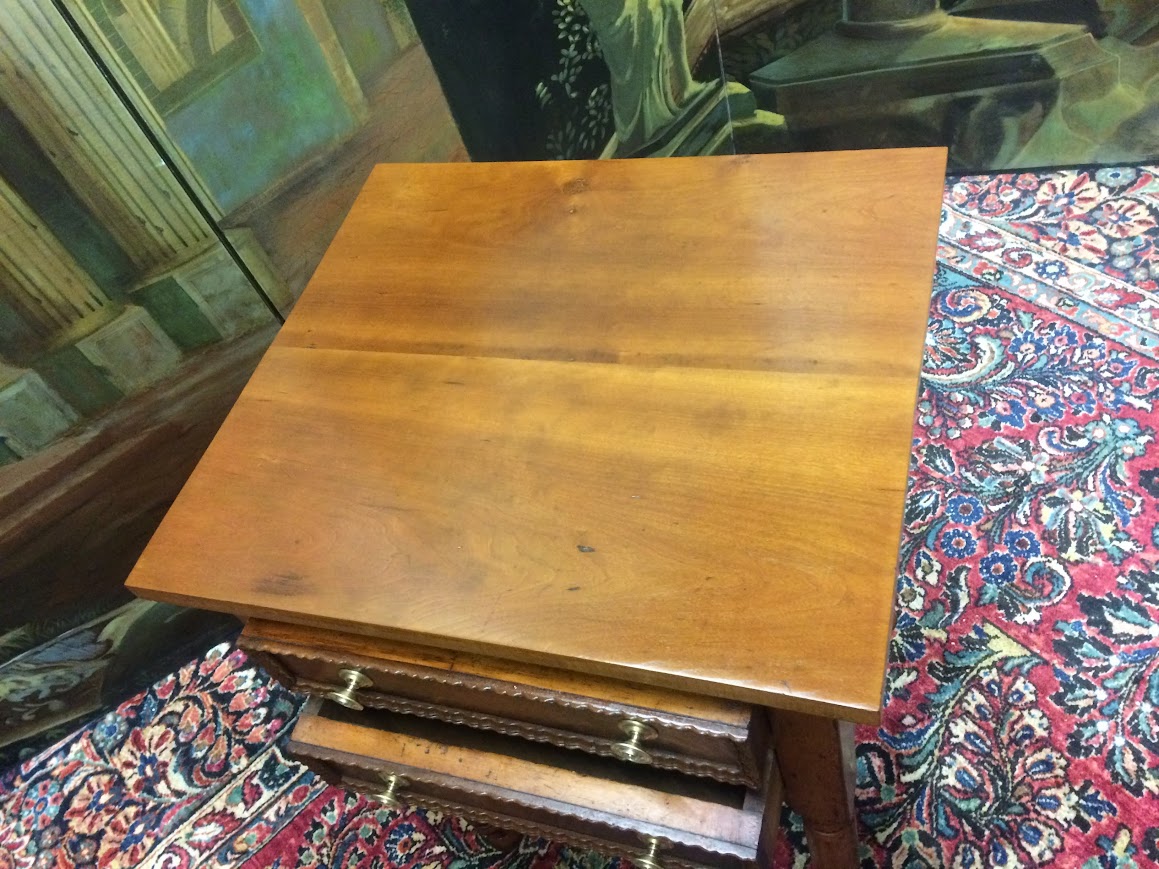 Antique Work Table, Two Drawer Table, Accent Table - Image 9