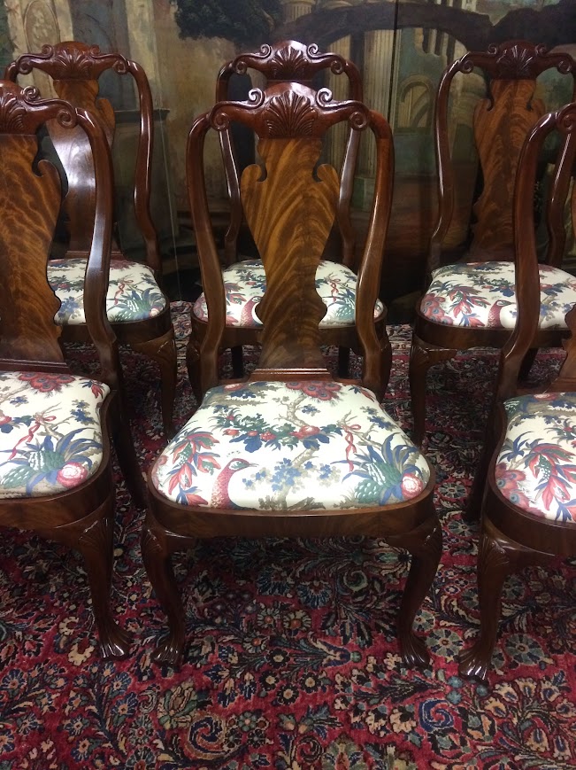 Vintage Dining Chairs, Queen Anne Dining Chairs, Set of Six - Image 9