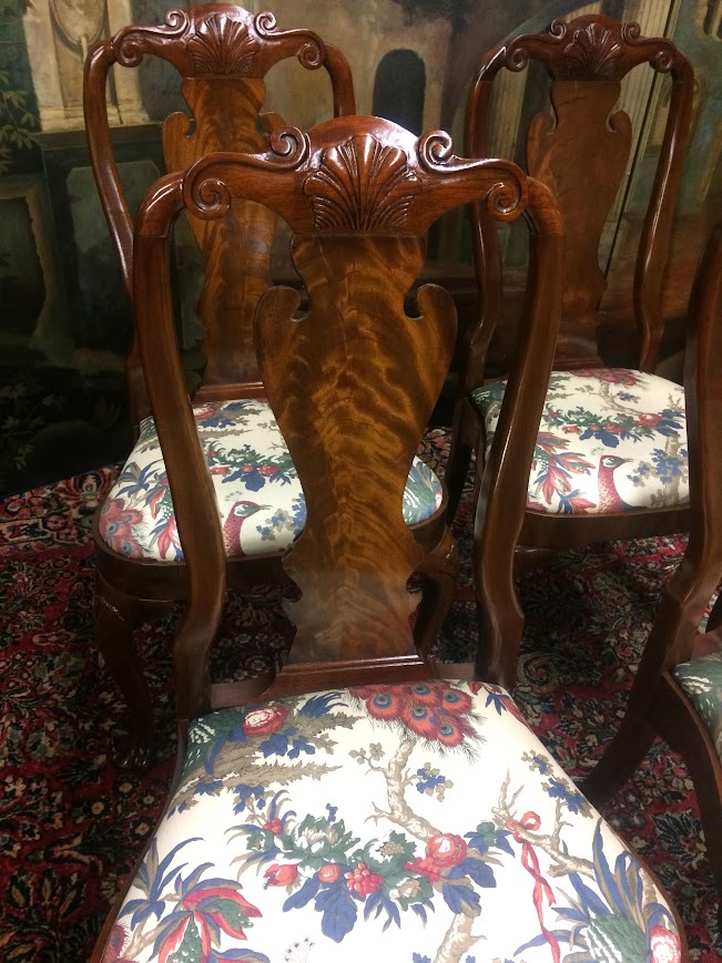 Vintage Dining Chairs, Queen Anne Dining Chairs, Set of Six - Image 6