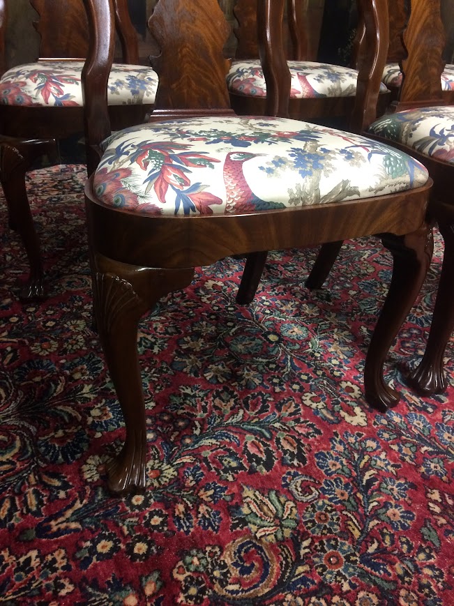 Vintage Dining Chairs, Queen Anne Dining Chairs, Set of Six - Image 5