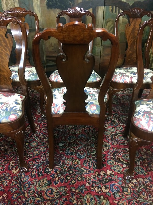 Vintage Dining Chairs, Queen Anne Dining Chairs, Set of Six - Image 4