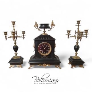 Antique Marble Clock with Garniture Set, French Clock Set