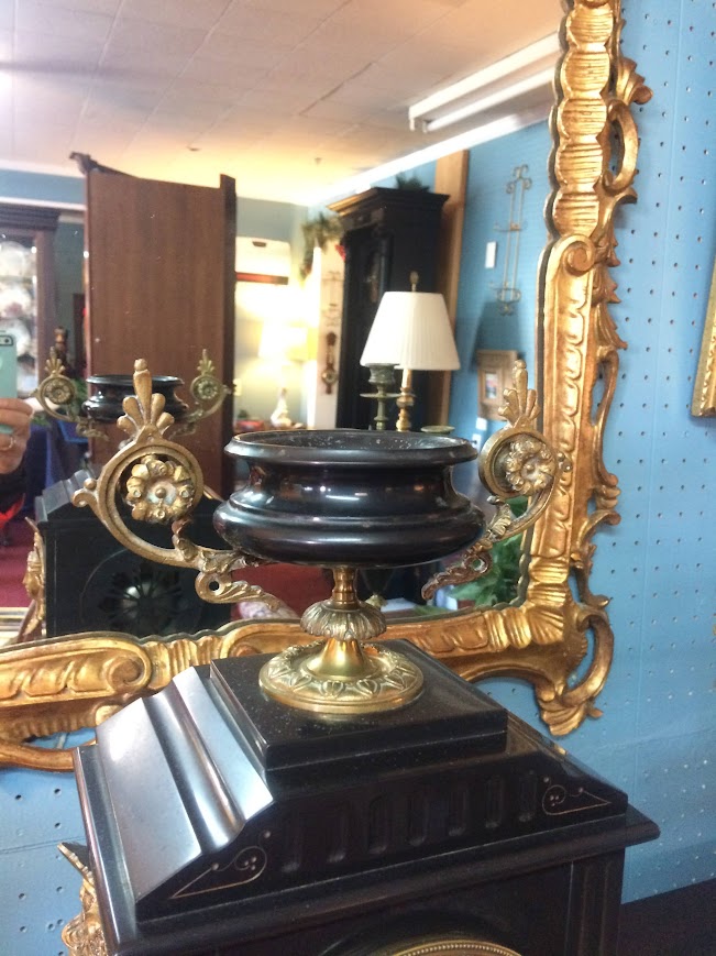 Antique Marble Clock with Garniture Set, French Clock Set - Image 4