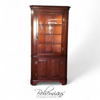 Vintage Henkel Harris Corner Cabinet, Lighted Display Cabinet