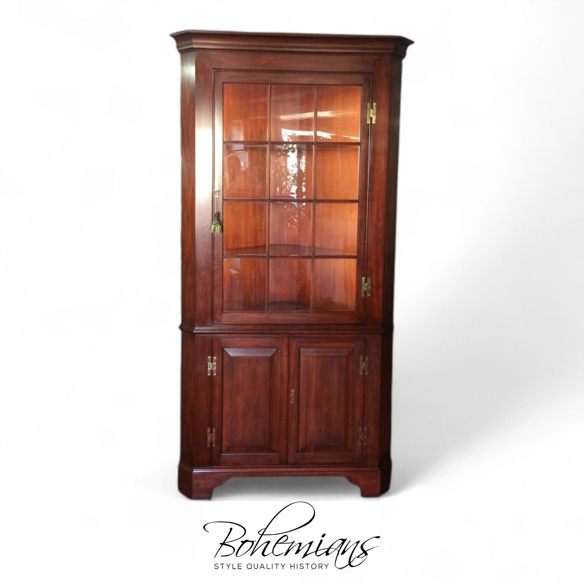 Vintage Henkel Harris Corner Cabinet, Lighted Display Cabinet