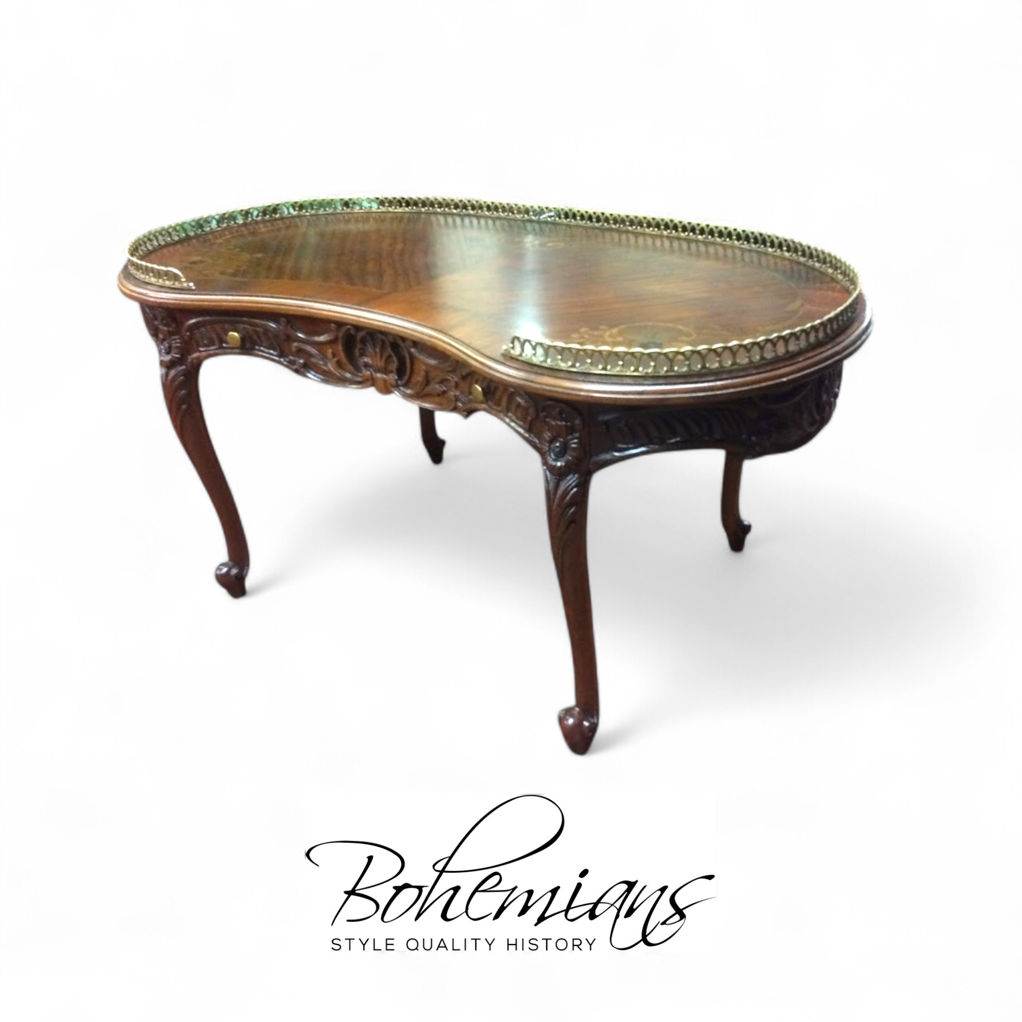 Vintage French Coffee Table, Kidney Shaped Coffee Table