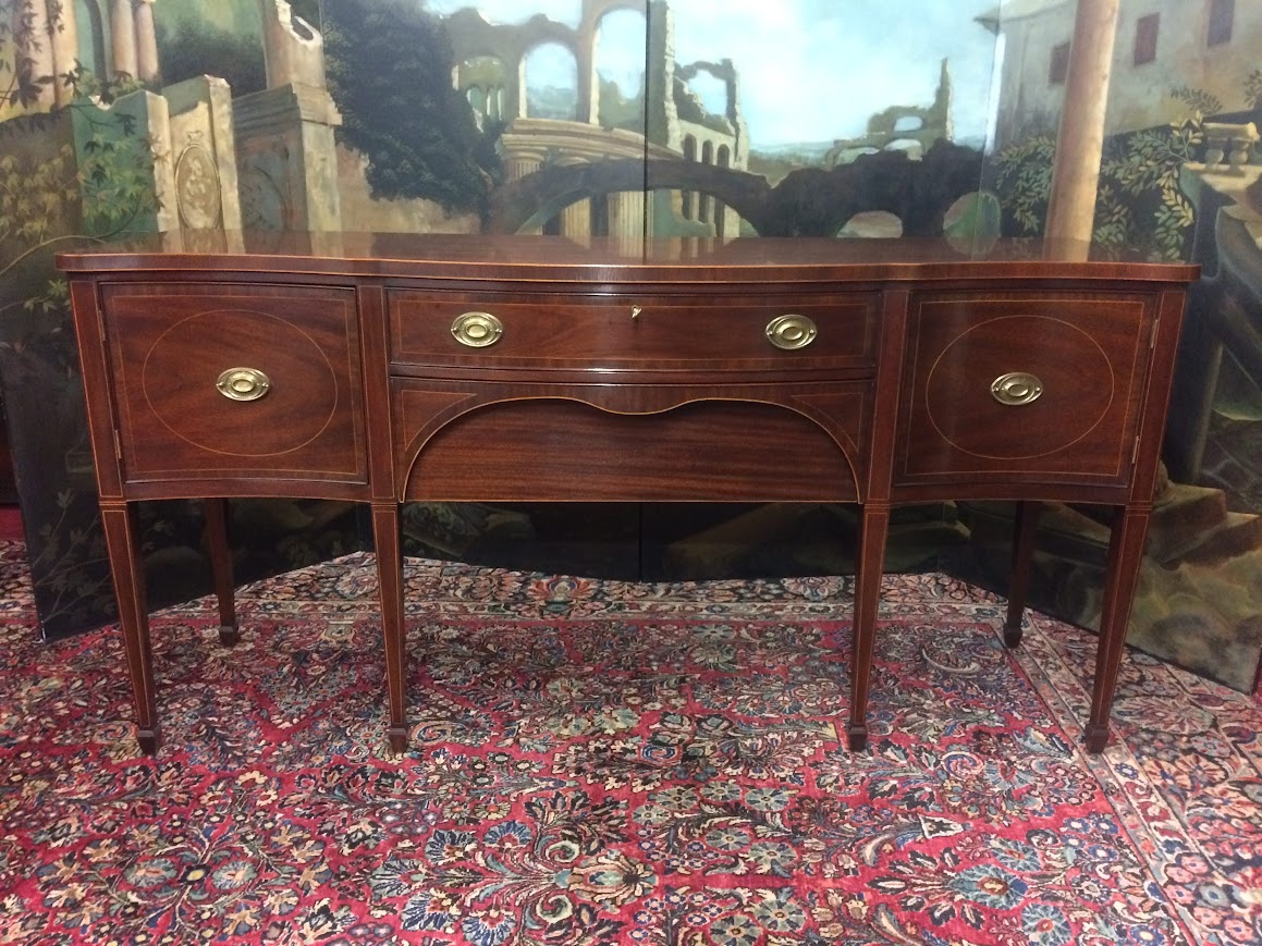 Vintage Kittinger Buffet, Inlaid Mahogany Sideboard