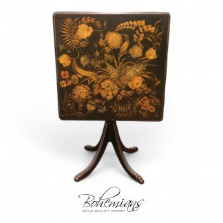 Vintage Card Table, Tilting Card Table, Black and Gold Table