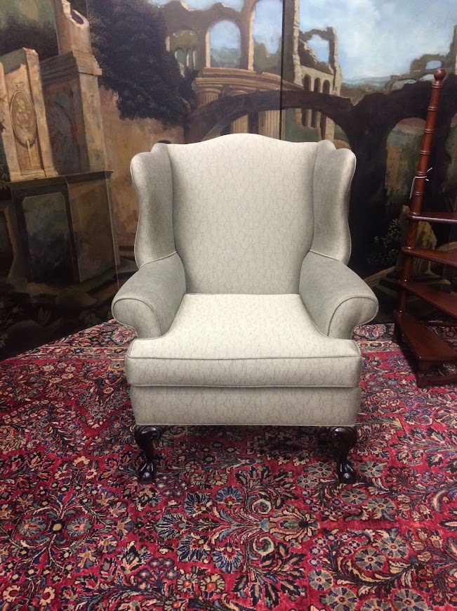 Vintage Wing Back Chair, Claw Foot Wing Back Chair - Image 2